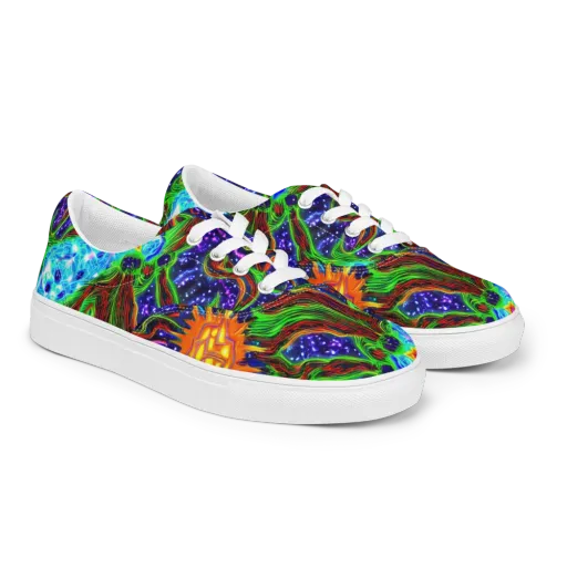 Fluorescent Eden on a Men's Lace-Up Canvas Shoes