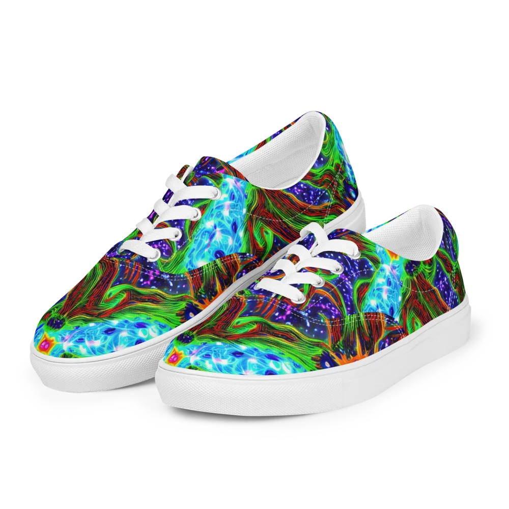 Fluorescent Eden on Men's Lace-Up Canvas Shoes — Left Front