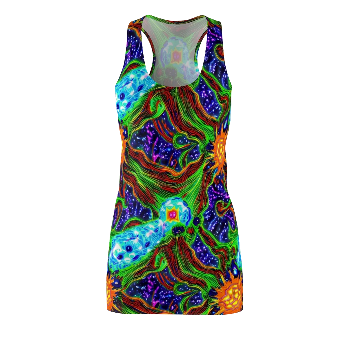 Fluorescent Eden on Racerback Dress — Front