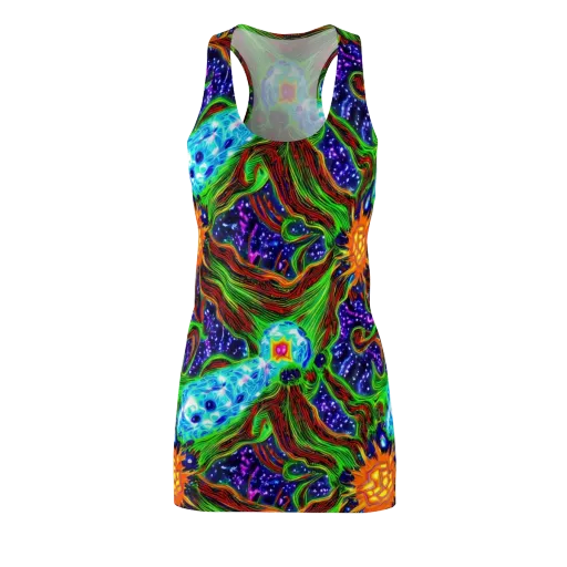 Fluorescent Eden on a Racerback Dress