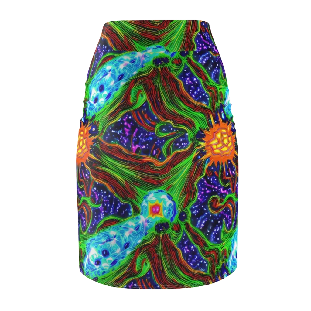 Fluorescent Eden on Pencil Skirt — Back