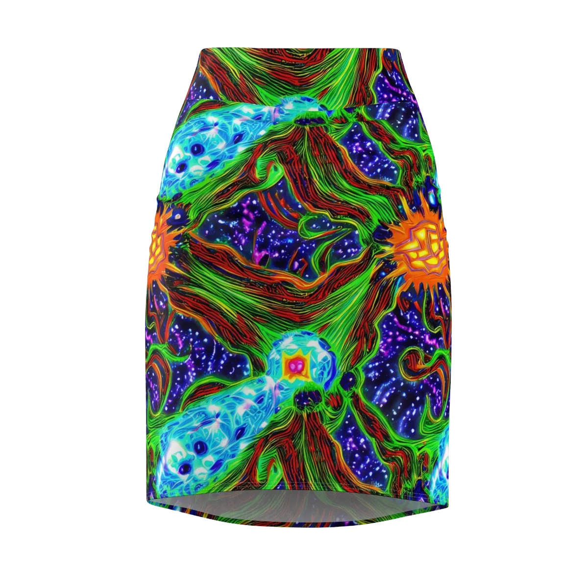 Fluorescent Eden on Pencil Skirt — Front