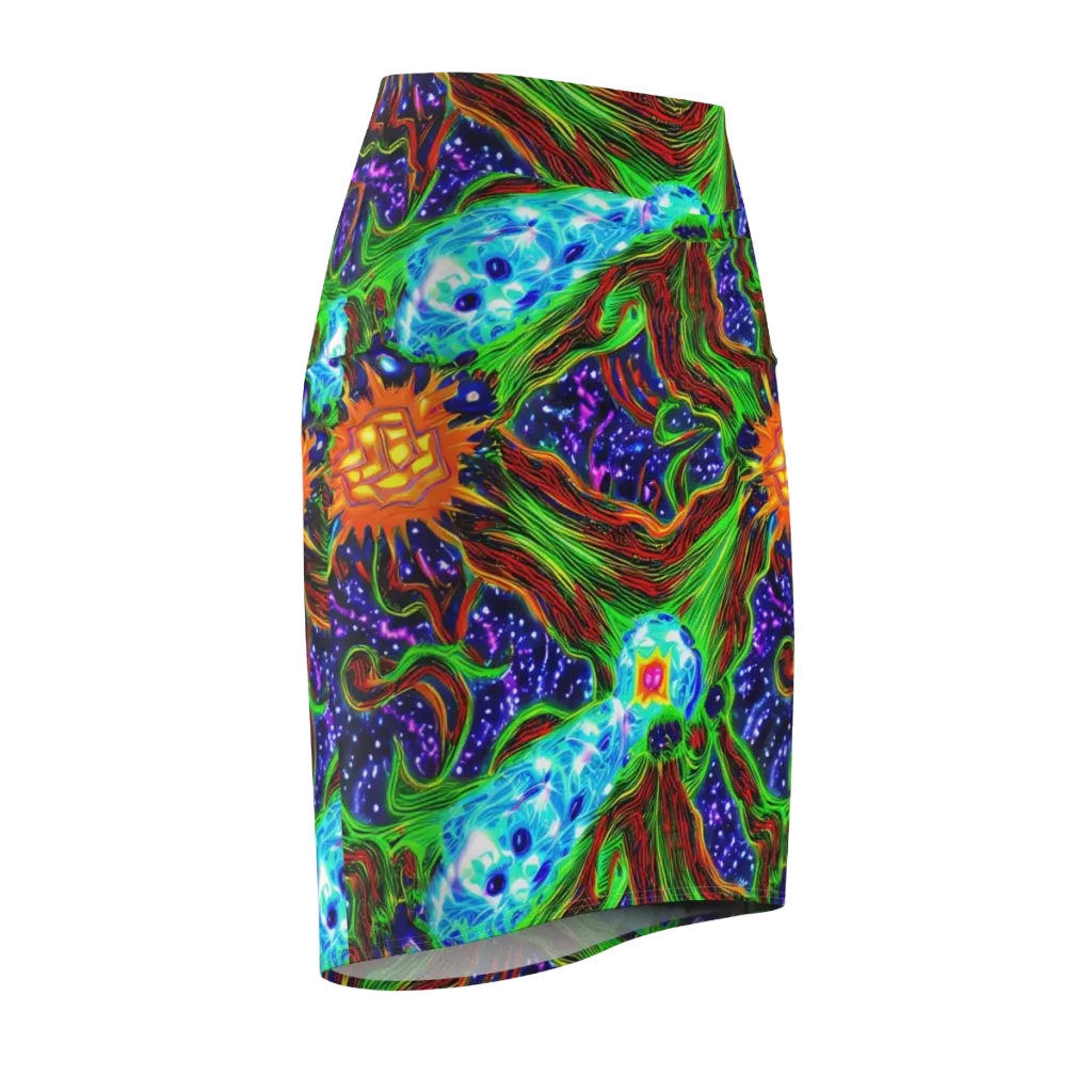 Fluorescent Eden on Pencil Skirt — Front Side