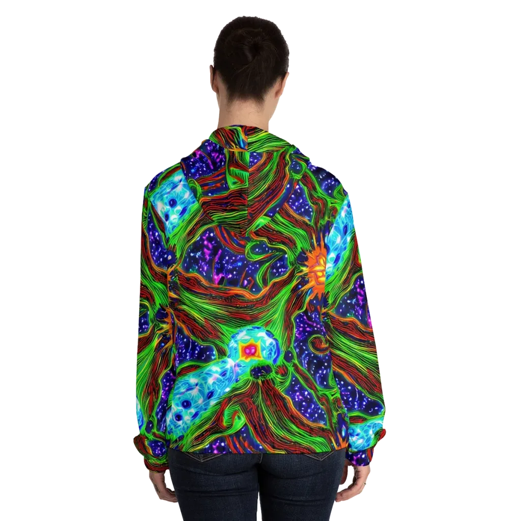 Fluorescent Eden on Women's Full-Zip Hoodie — Back On Person