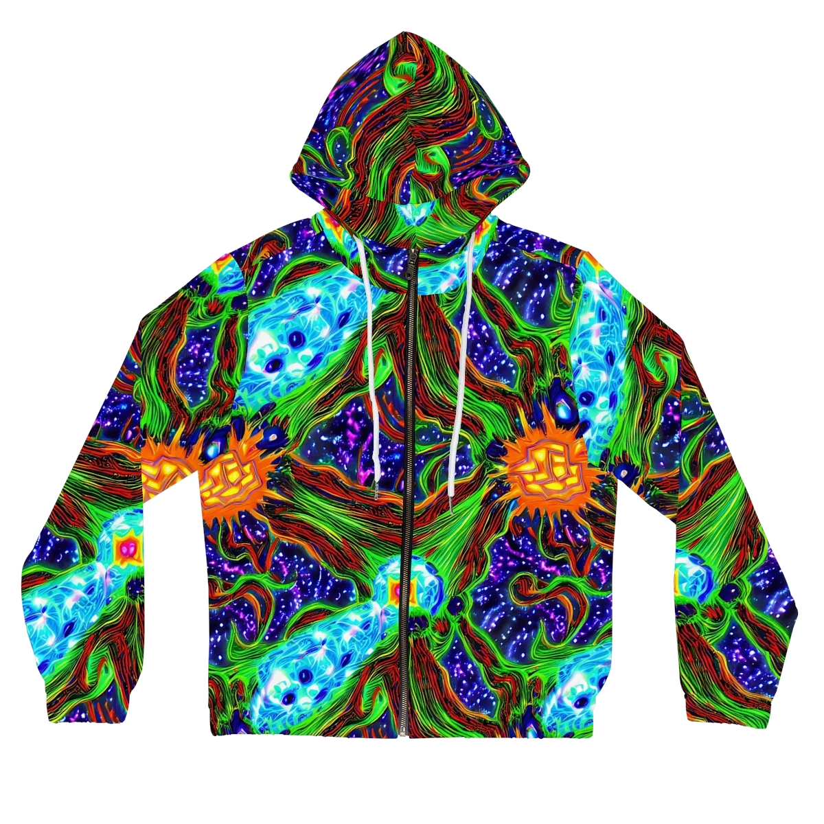 Fluorescent Eden on Women's Full-Zip Hoodie — Front