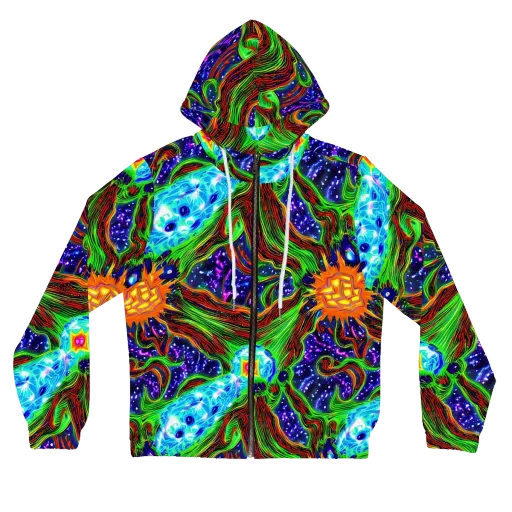 Fluorescent Eden on a Women's Full-Zip Hoodie