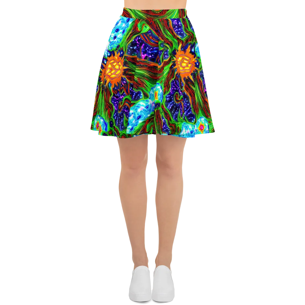 Fluorescent Eden on Skater Skirt — Front