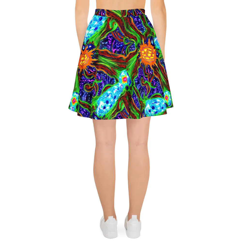 Fluorescent Eden on Skater Skirt — Back