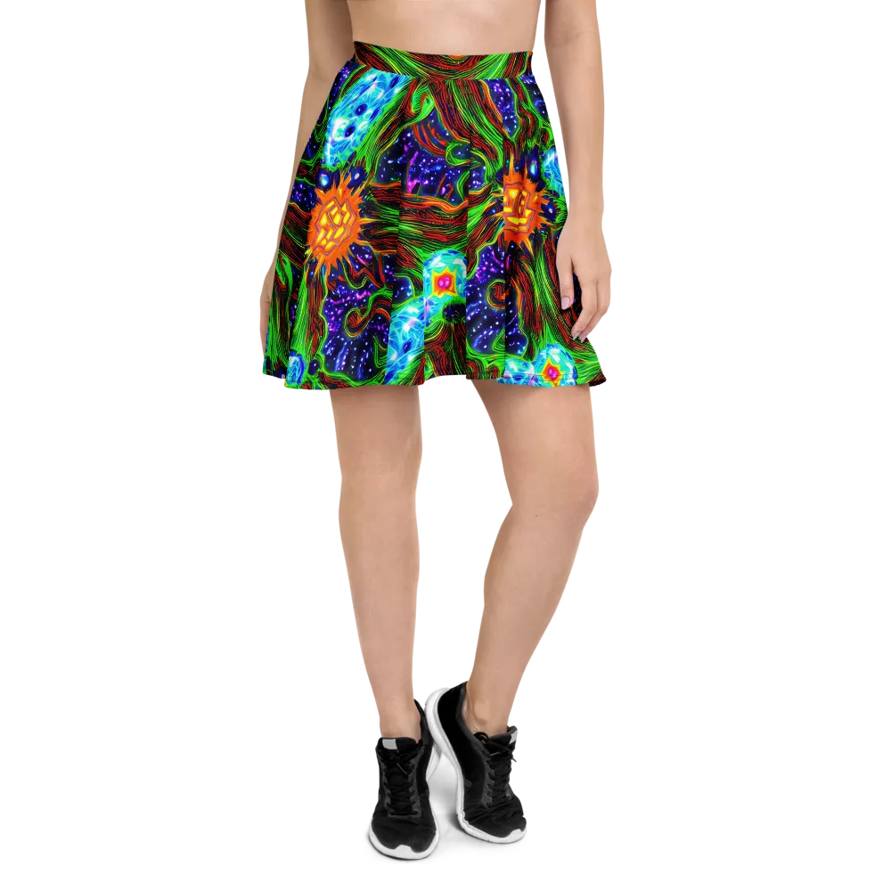 Fluorescent Eden on Skater Skirt — Front