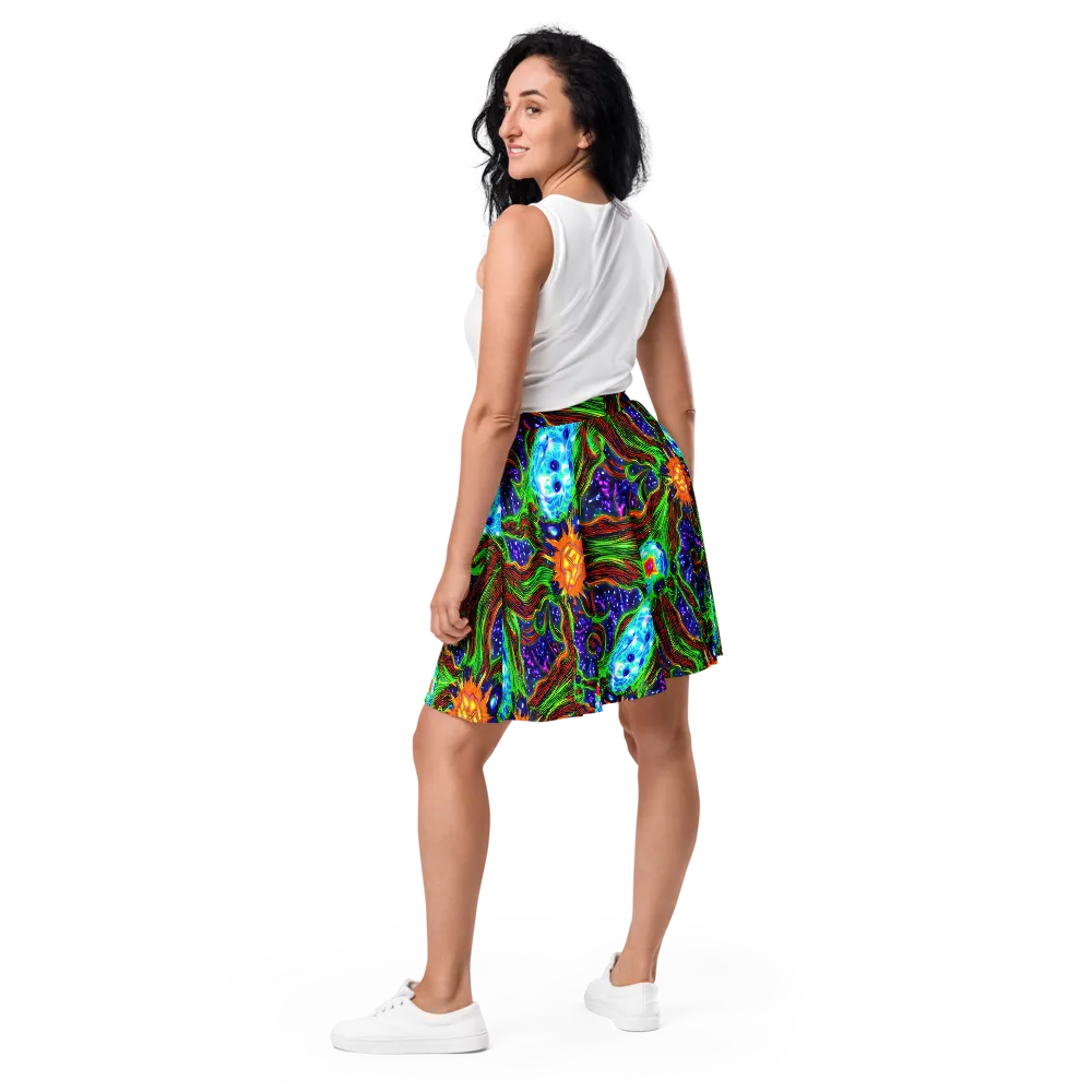 Fluorescent Eden on Skater Skirt — Back