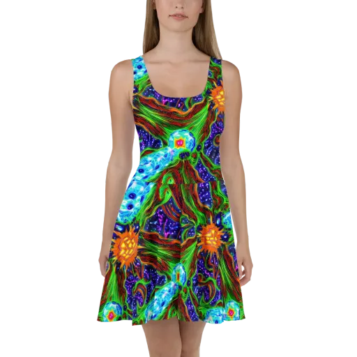 Fluorescent Eden on a Skater Dress