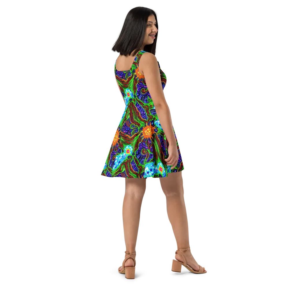 Fluorescent Eden on Skater Dress — Right