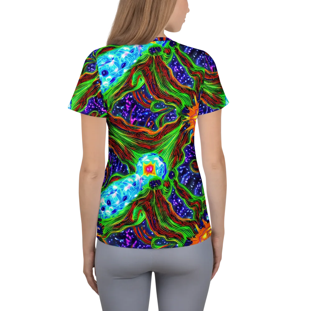 Fluorescent Eden on Women's Athletic T-Shirt — Back