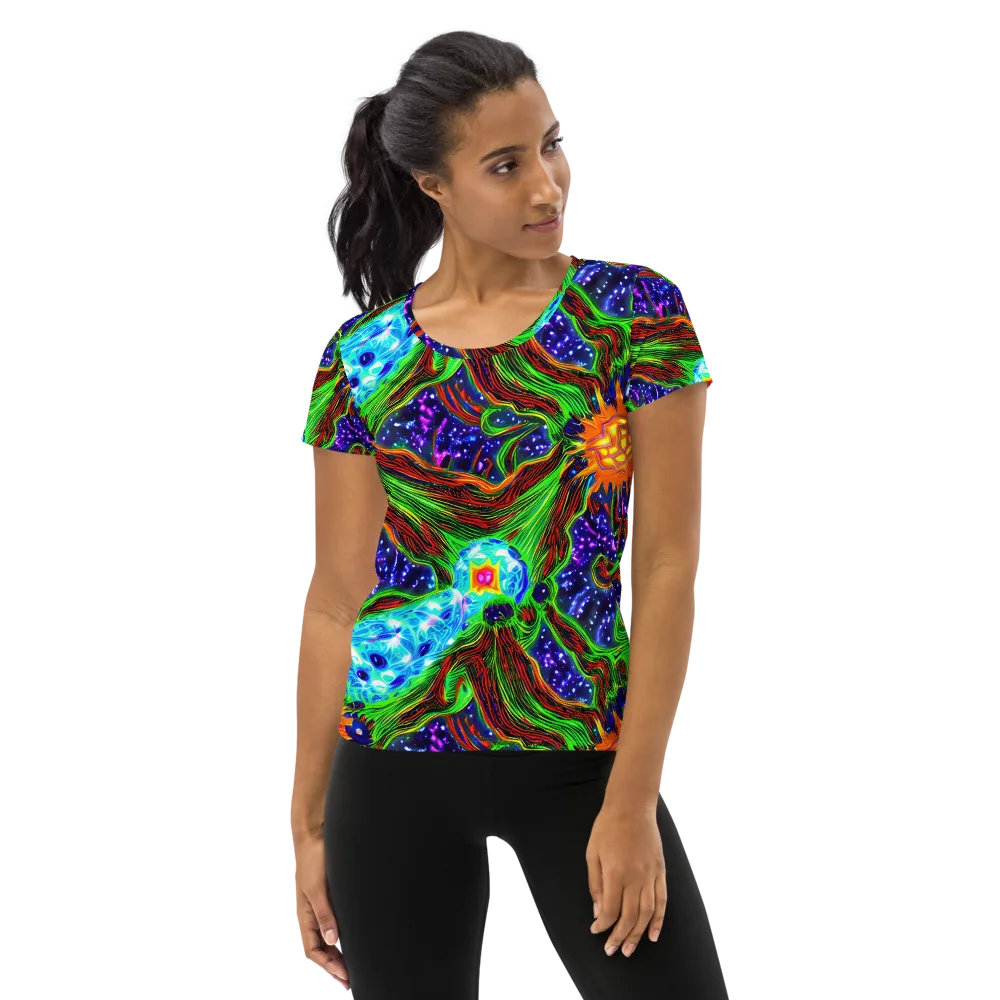 Fluorescent Eden on Women's Athletic T-Shirt — Front