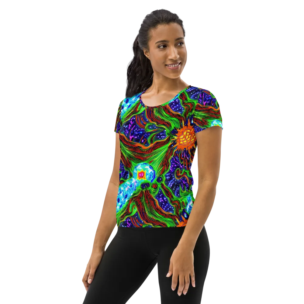 Fluorescent Eden on Women's Athletic T-Shirt — Left