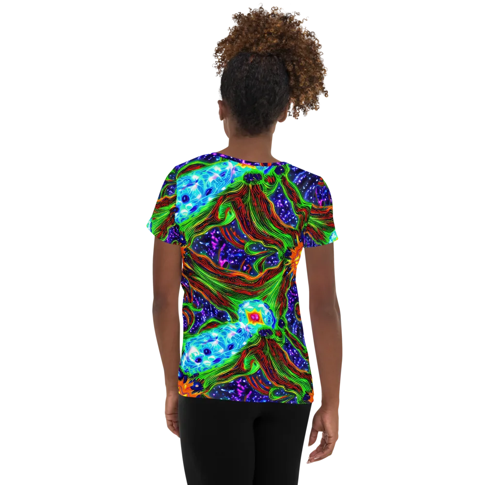 Fluorescent Eden on Women's Athletic T-Shirt — Back