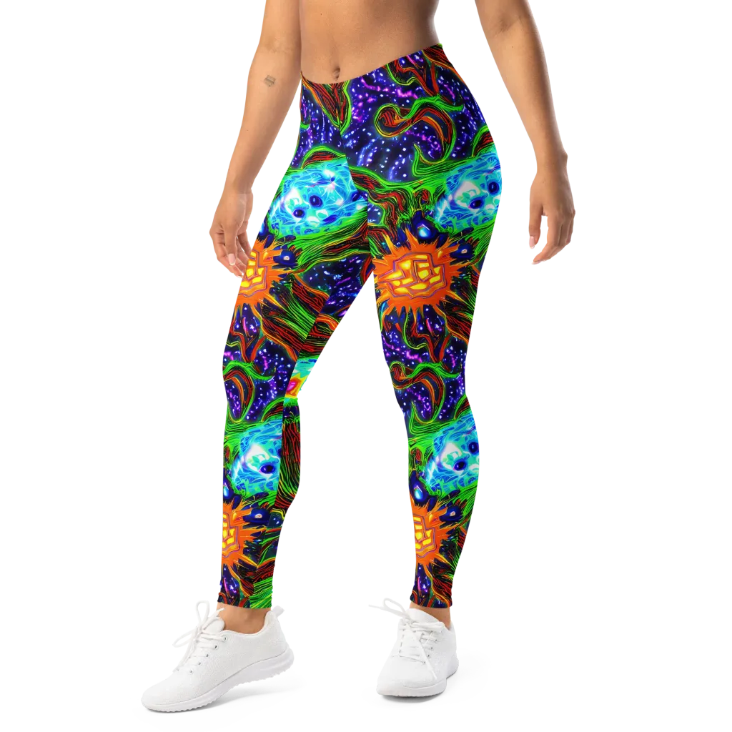 Fluorescent Eden on Leggings — Left Front