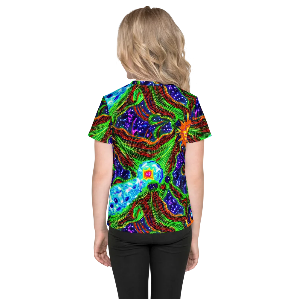 Fluorescent Eden on Kids Crew Neck T-Shirt — Back