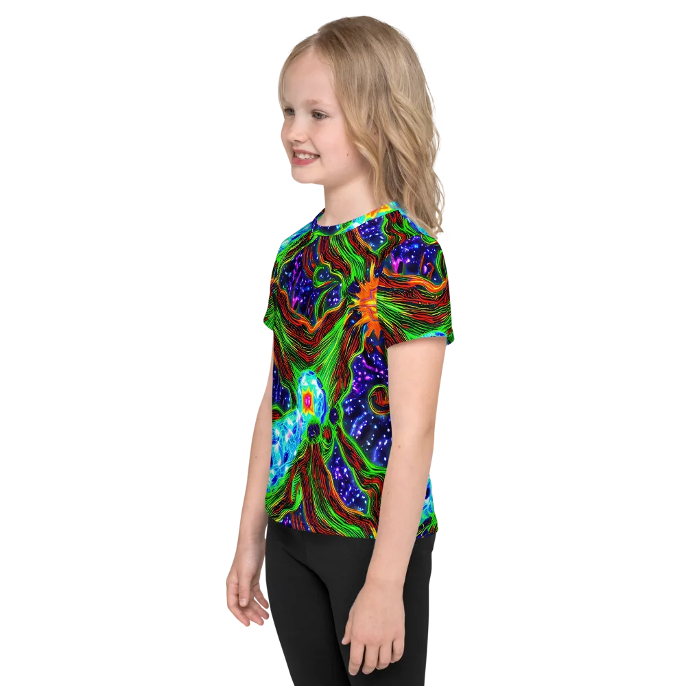 Fluorescent Eden on Kids Crew Neck T-Shirt — Left