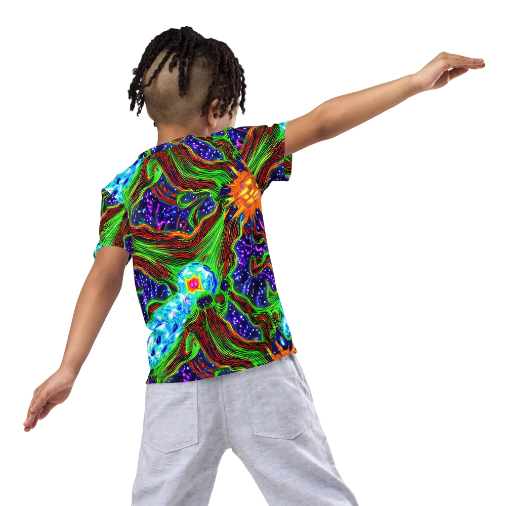 Fluorescent Eden on Kids Crew Neck T-Shirt — Back
