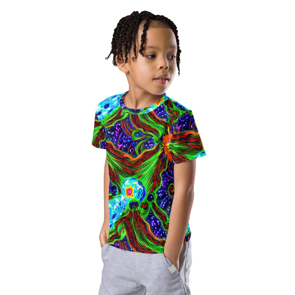 Fluorescent Eden on Kids Crew Neck T-Shirt — Left Front