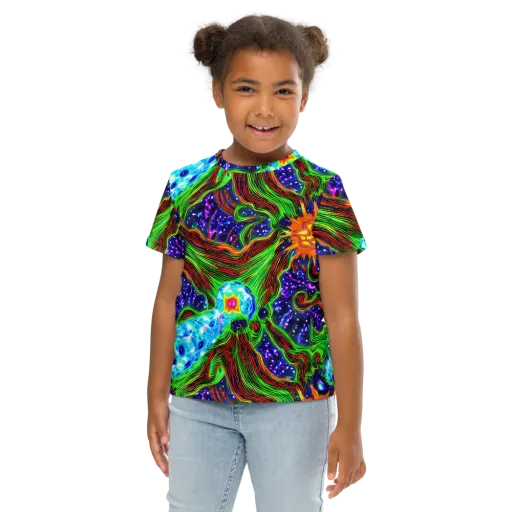 Fluorescent Eden on a Kids Crew Neck T-Shirt