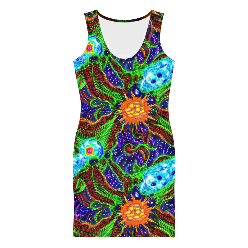 Fluorescent Eden on Bodycon Dress — Front