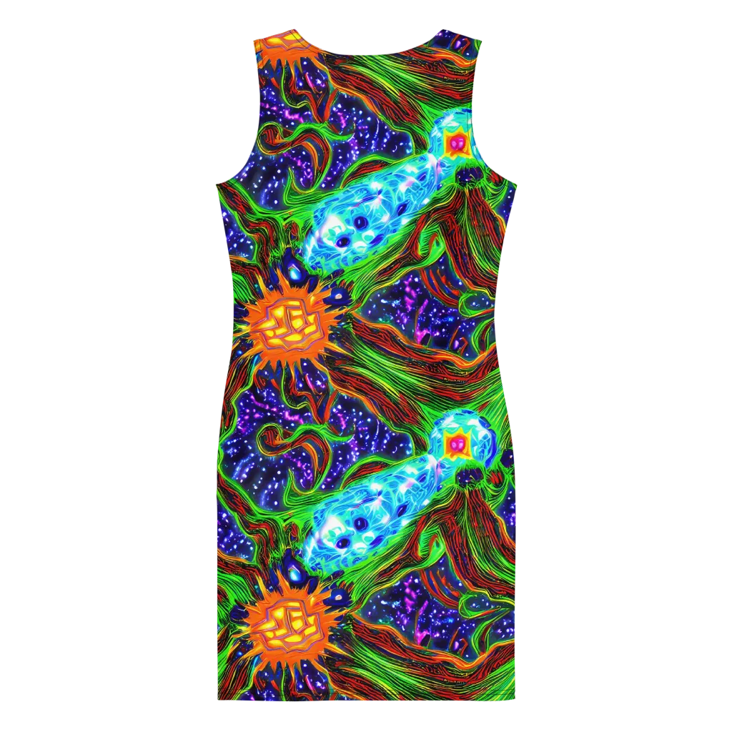 Fluorescent Eden on Bodycon Dress — Back