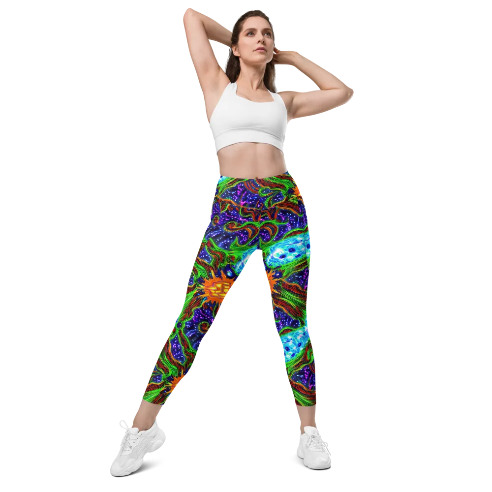 Fluorescent Eden on Leggings with Pockets — Front