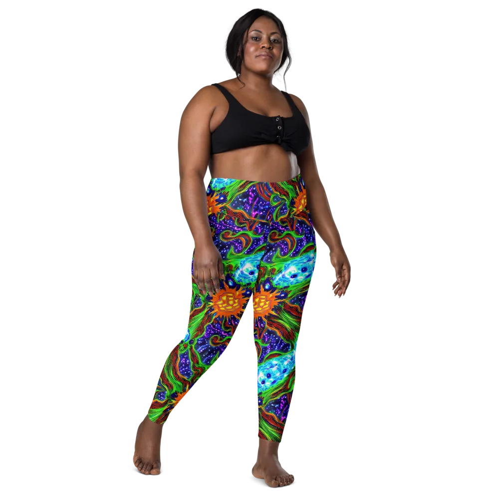 Fluorescent Eden on Leggings with Pockets — Front