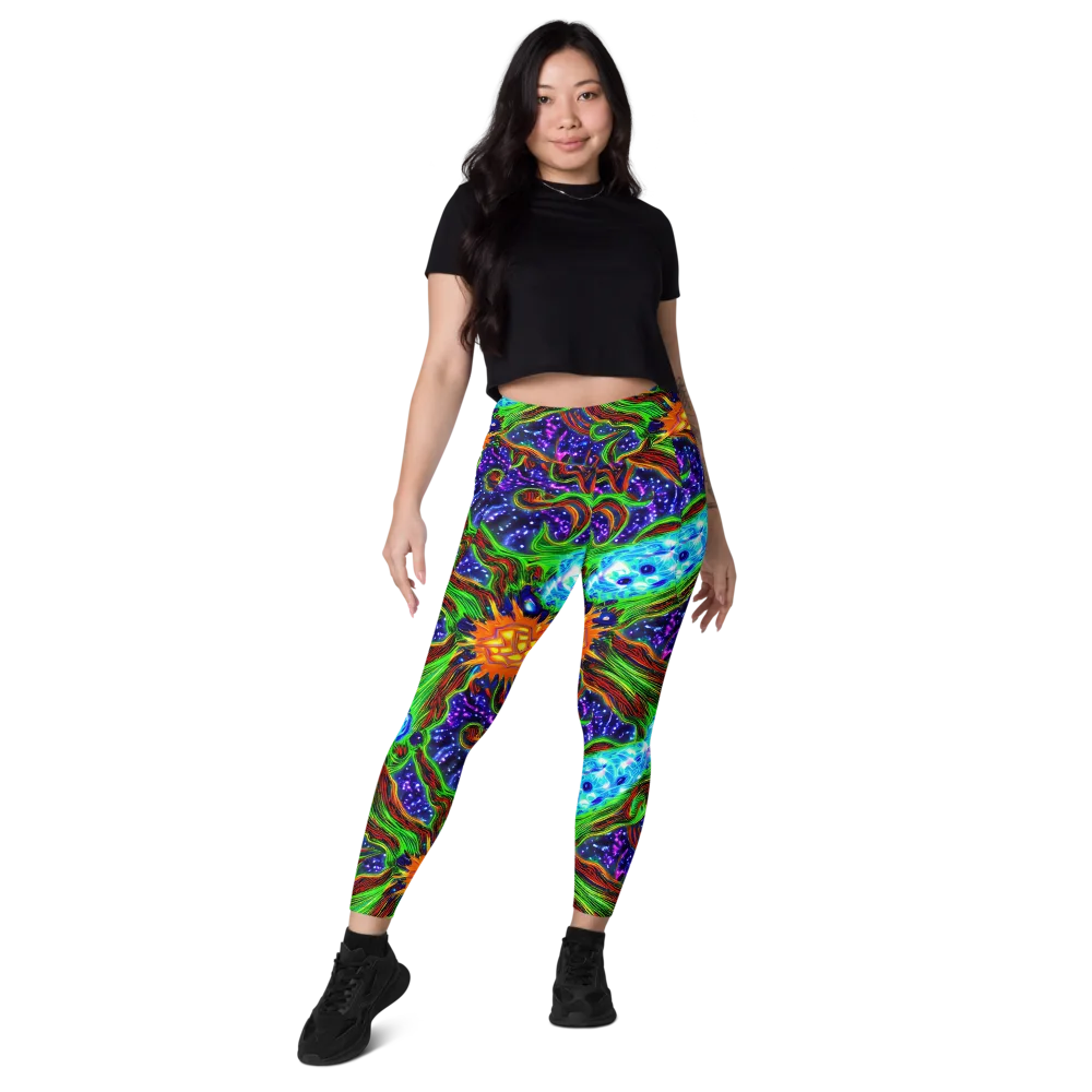 Fluorescent Eden on Leggings with Pockets — Front