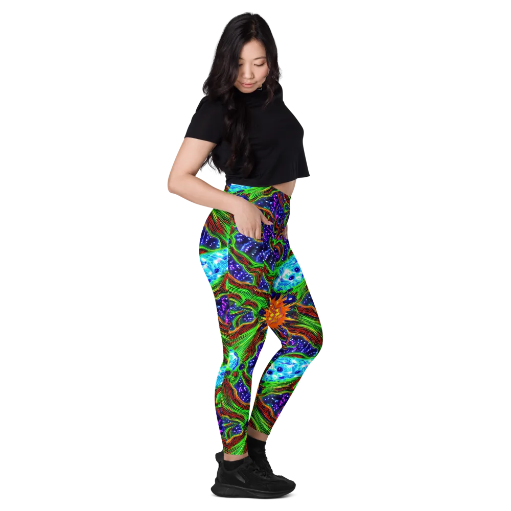 Fluorescent Eden on Leggings with Pockets — Right