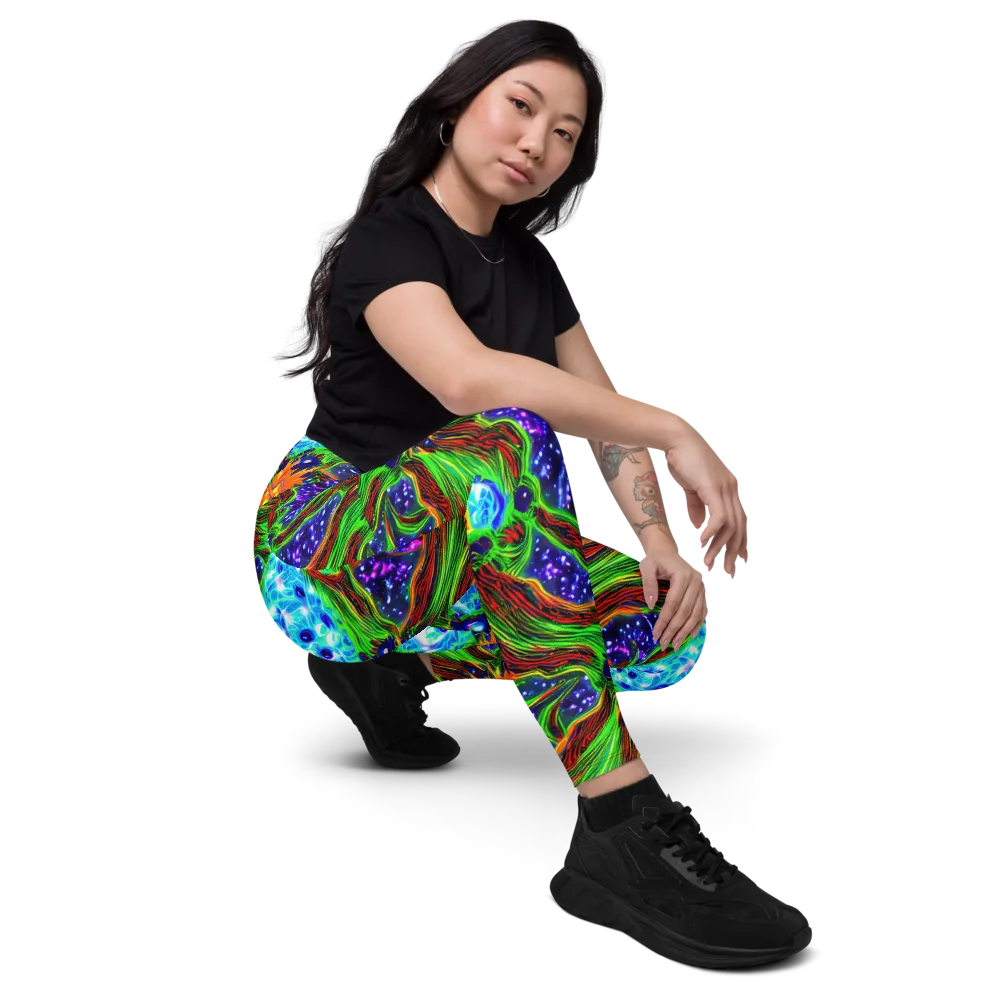 Fluorescent Eden on Leggings with Pockets — Right Front