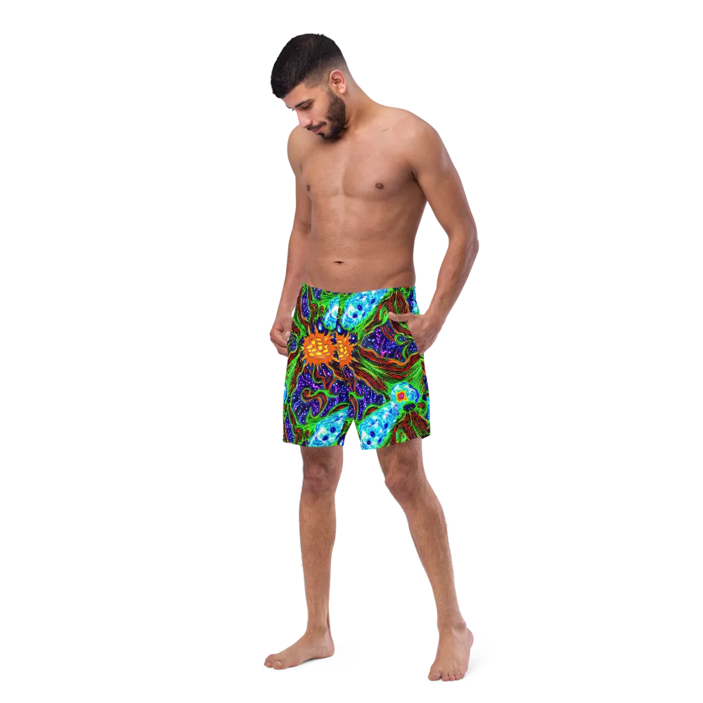 Fluorescent Eden on Swim Trunks — Left Front