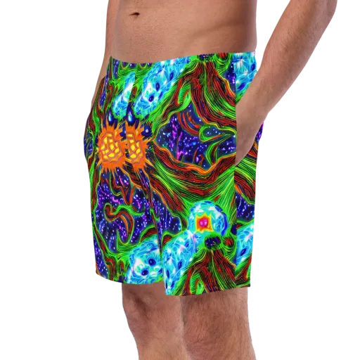 Fluorescent Eden on a Swim Trunks