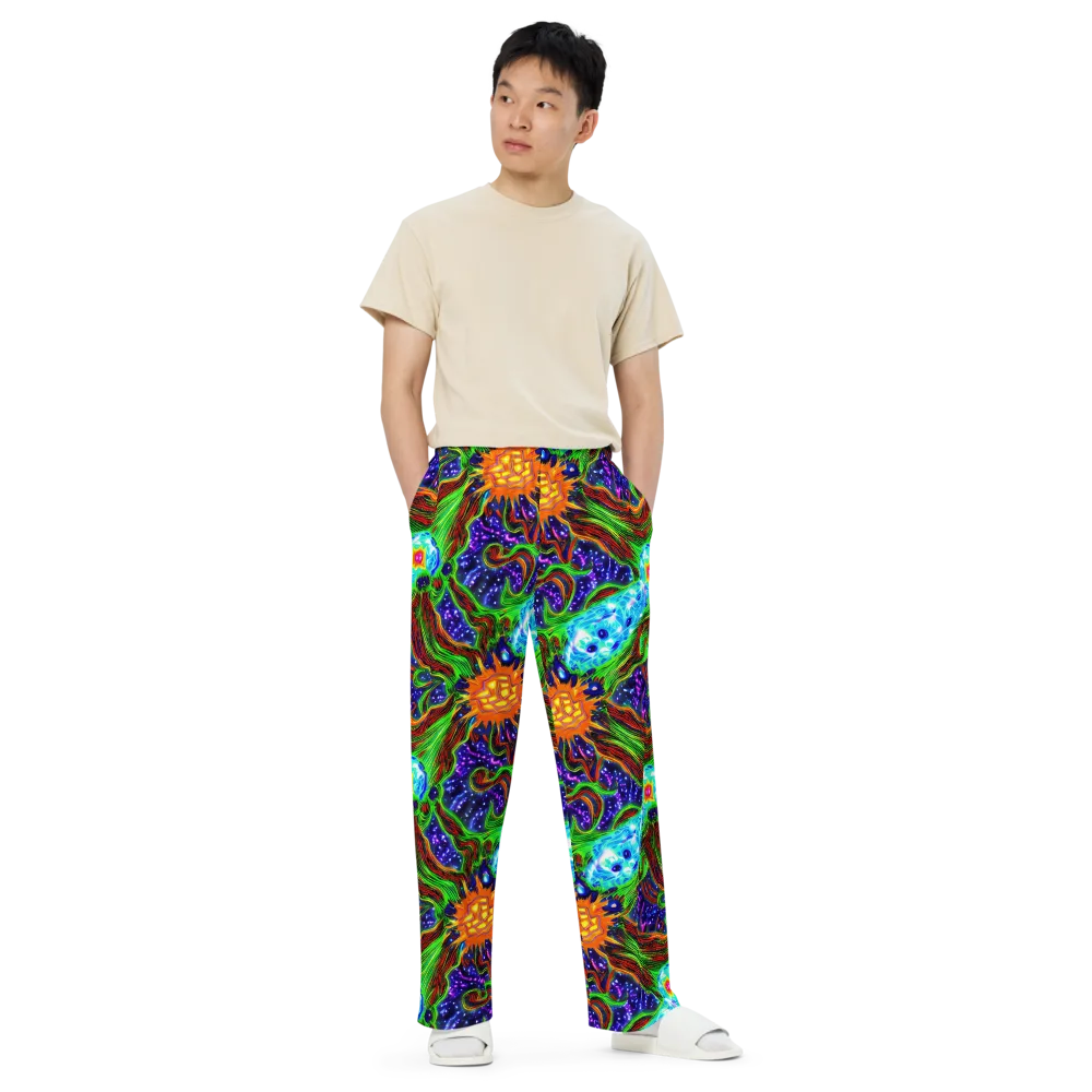 Fluorescent Eden on Wide-Leg Pants — Front