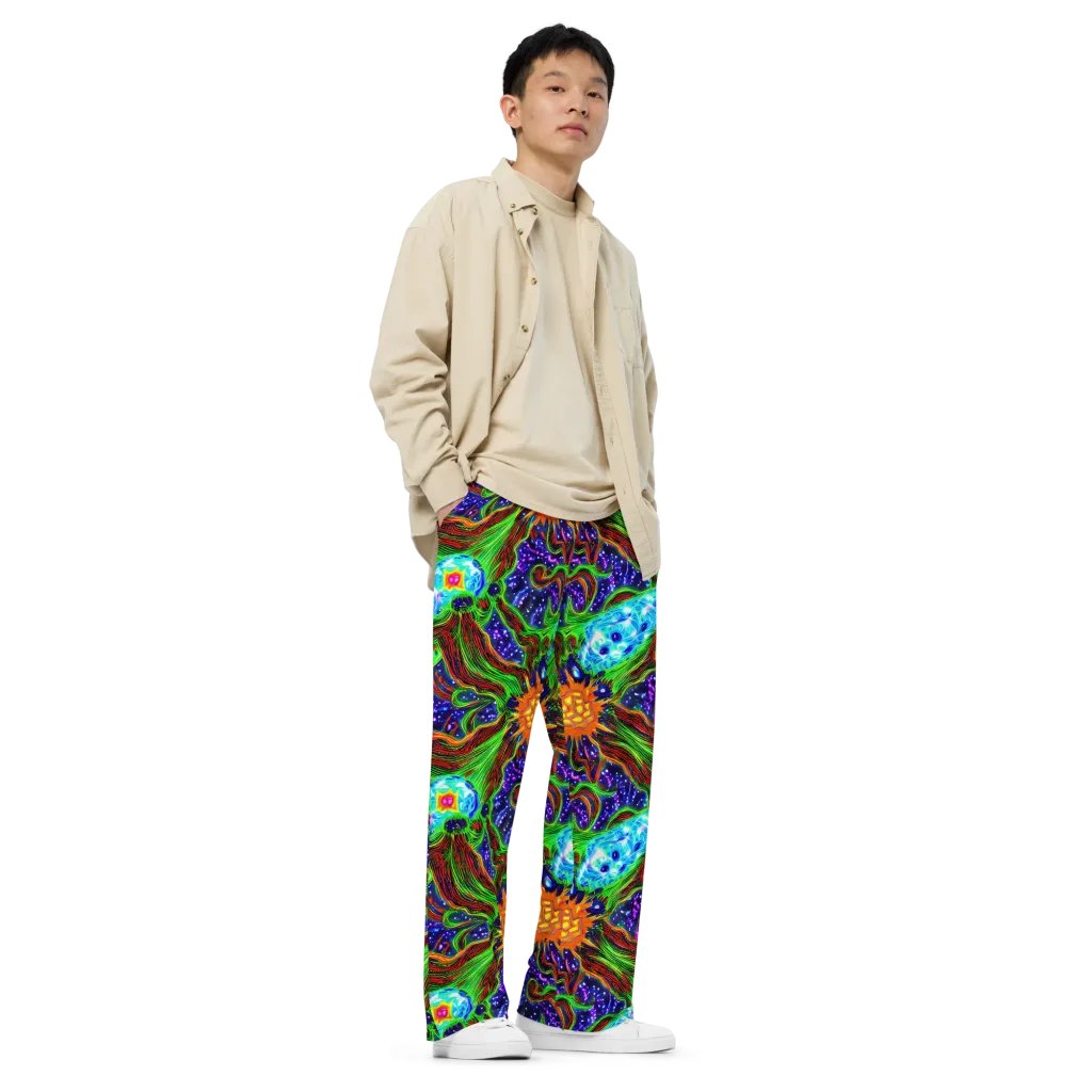 Fluorescent Eden on Wide-Leg Pants — Right Front
