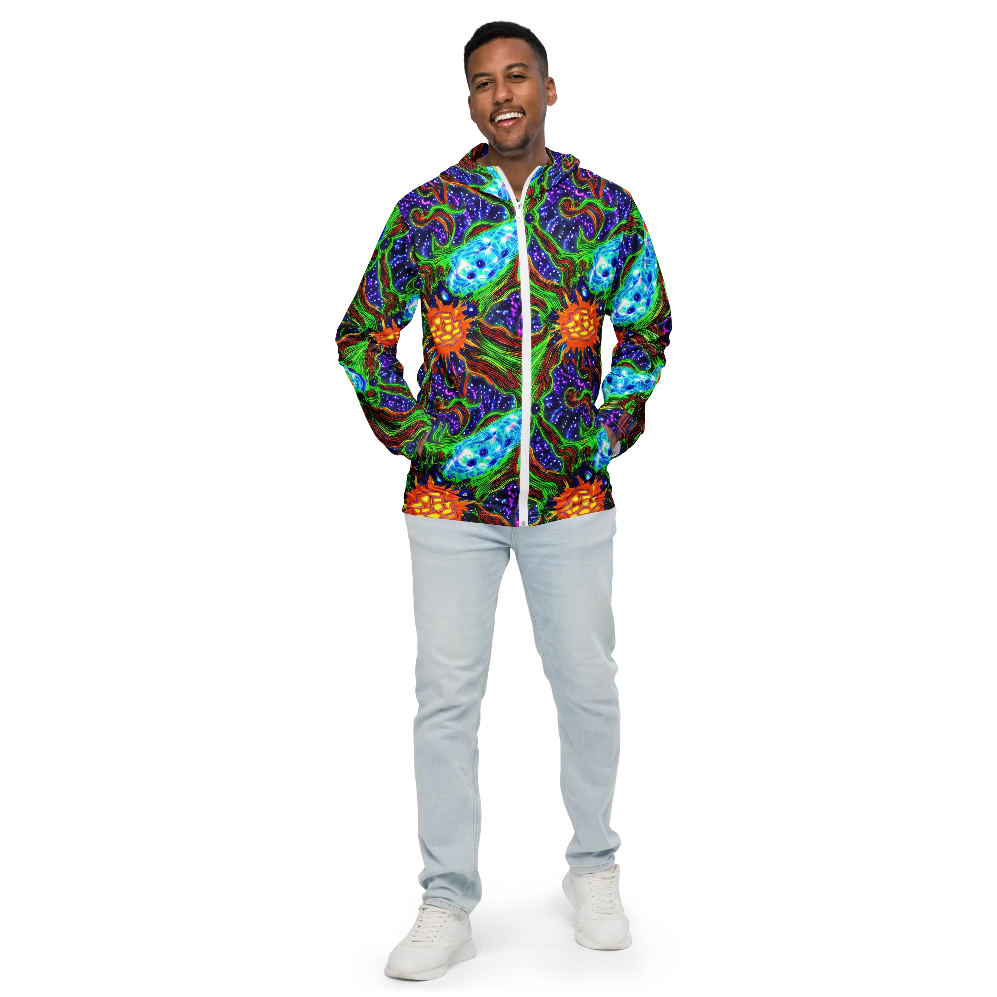 Fluorescent Eden on Men's Windbreaker — Front