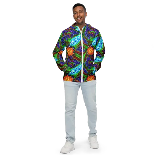 Fluorescent Eden on a Men's Windbreaker