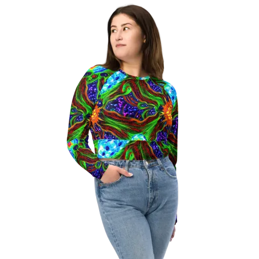 Fluorescent Eden on a Long Sleeve Crop Top
