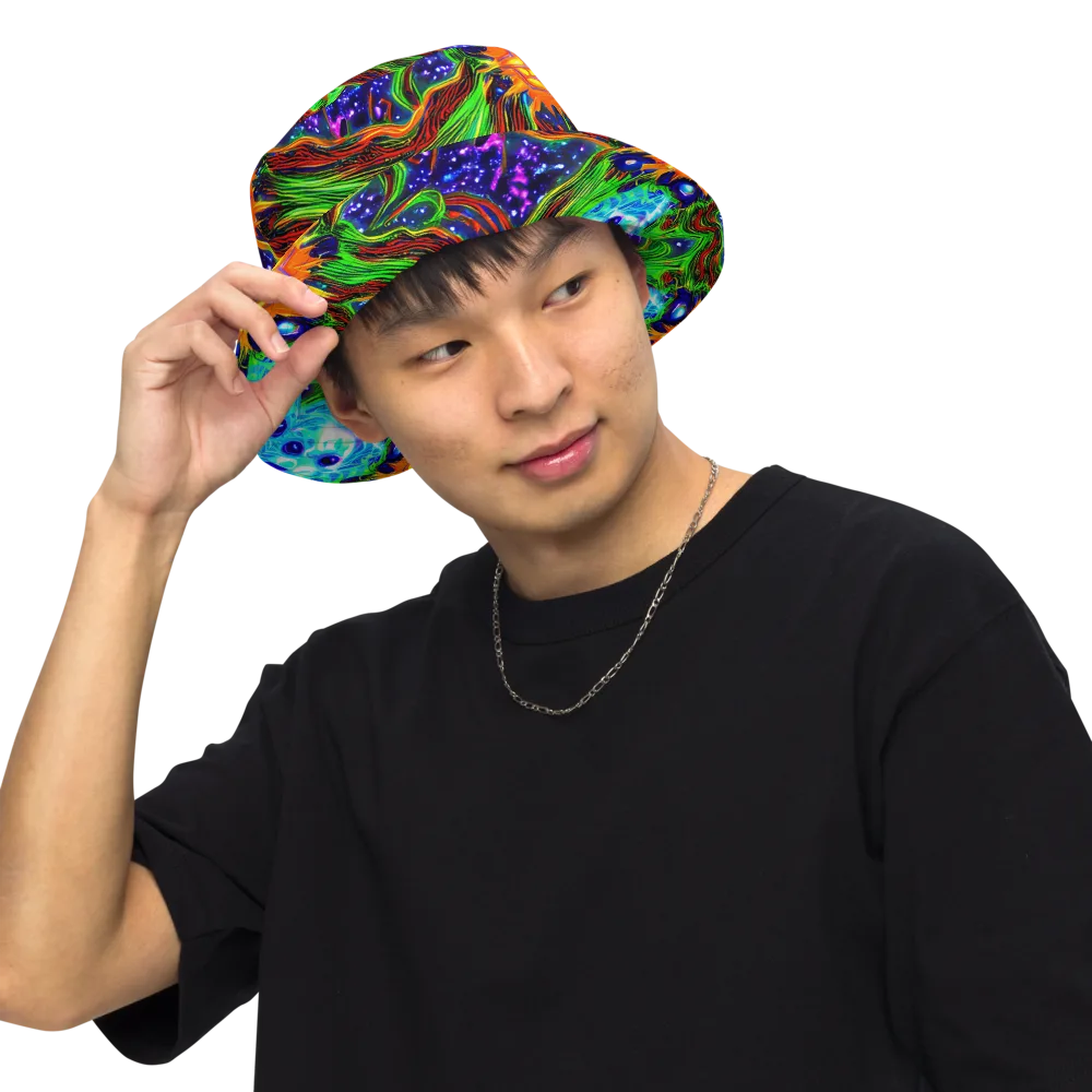 Fluorescent Eden on Reversible Bucket Hat — Front Inside