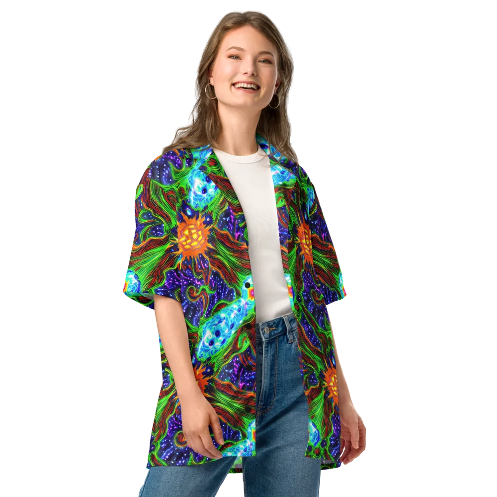 Fluorescent Eden on Button Shirt — Front