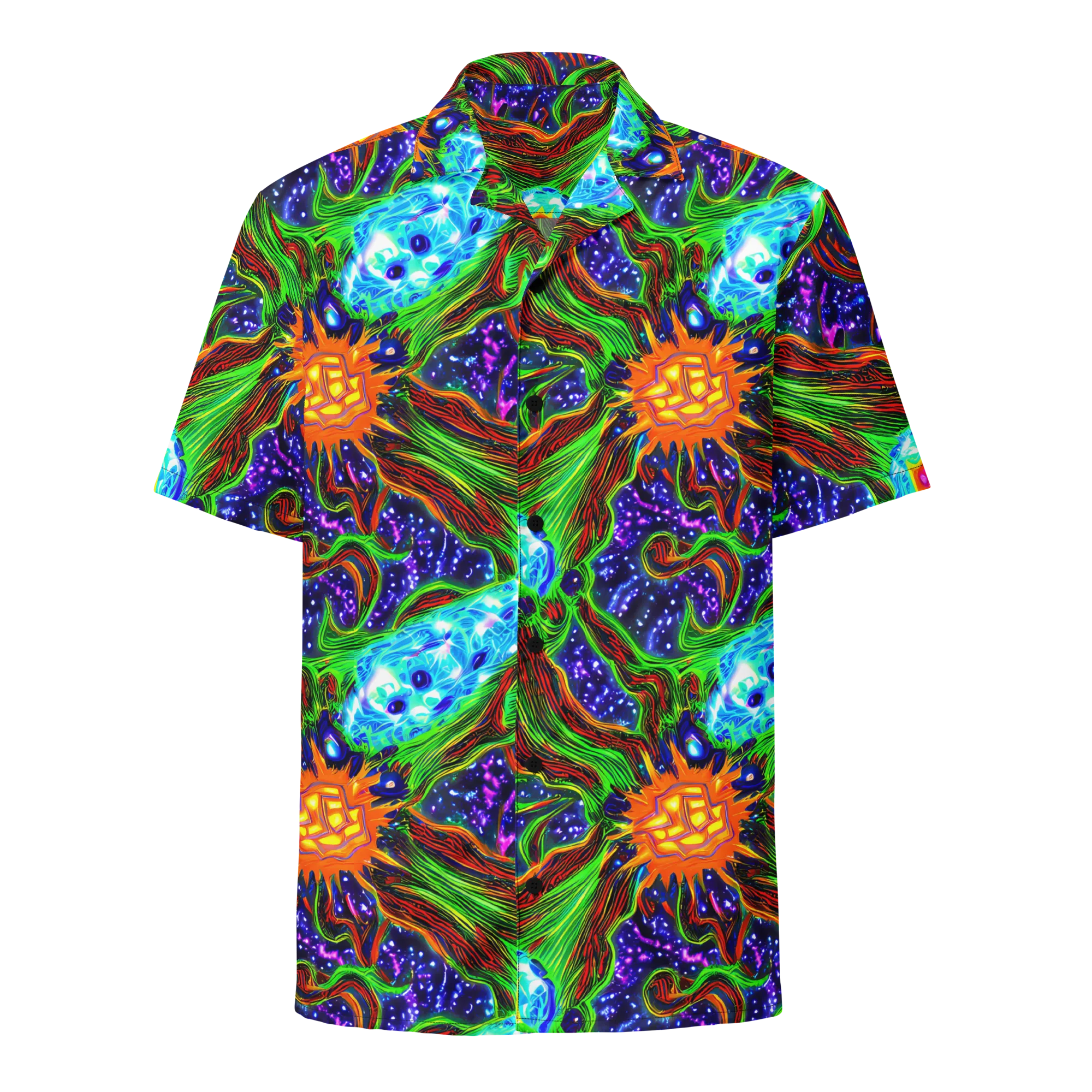 Fluorescent Eden on Button Shirt — Front