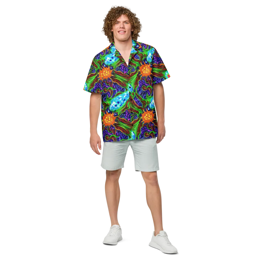 Fluorescent Eden on Button Shirt — Front