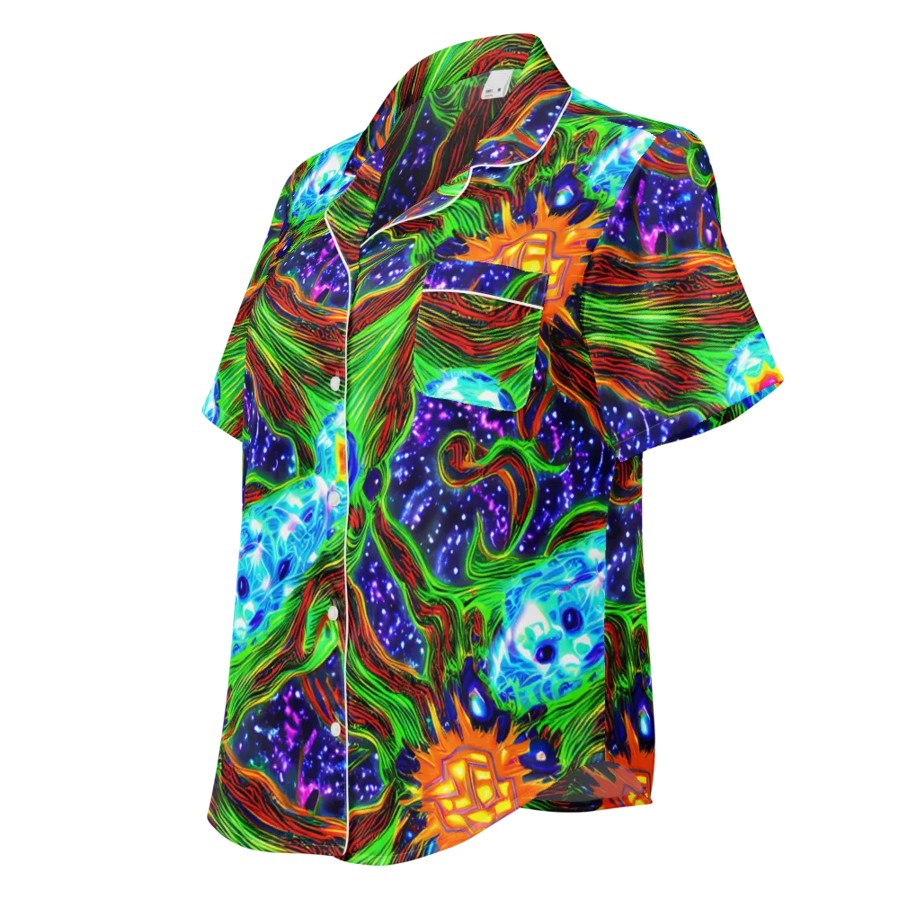 Fluorescent Eden on Women's Short Sleeve Pajama Top — Left Front