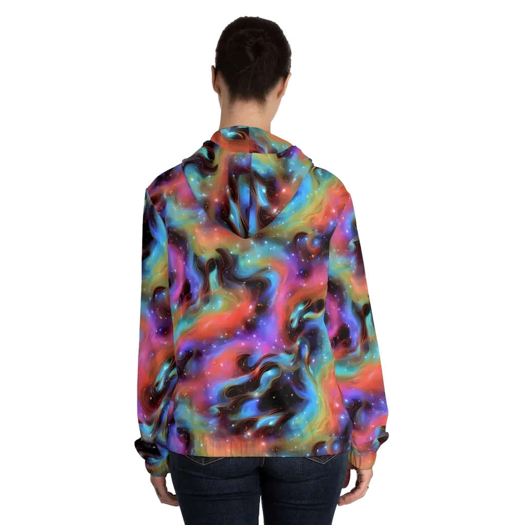 Starfire Drift on Women's Full-Zip Hoodie — Back On Person