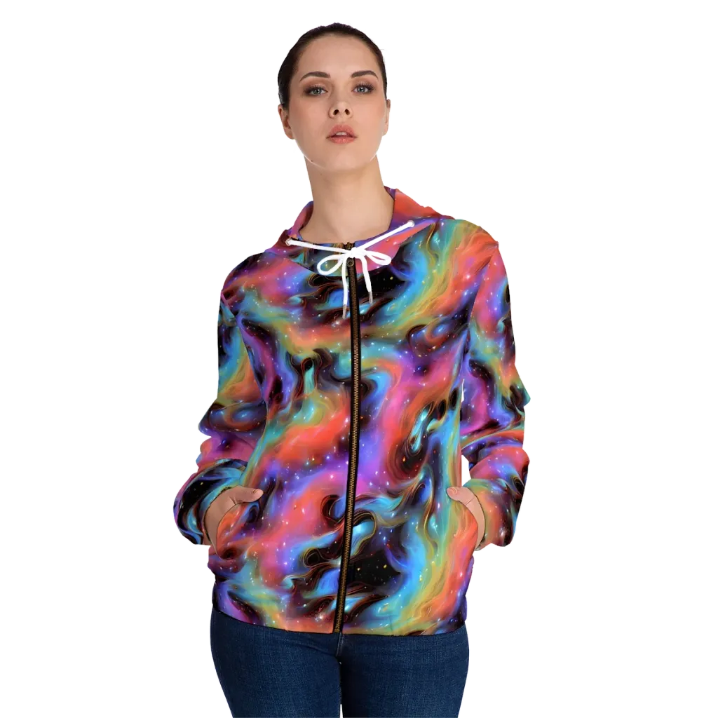 Starfire Drift on Women's Full-Zip Hoodie — Front On Person