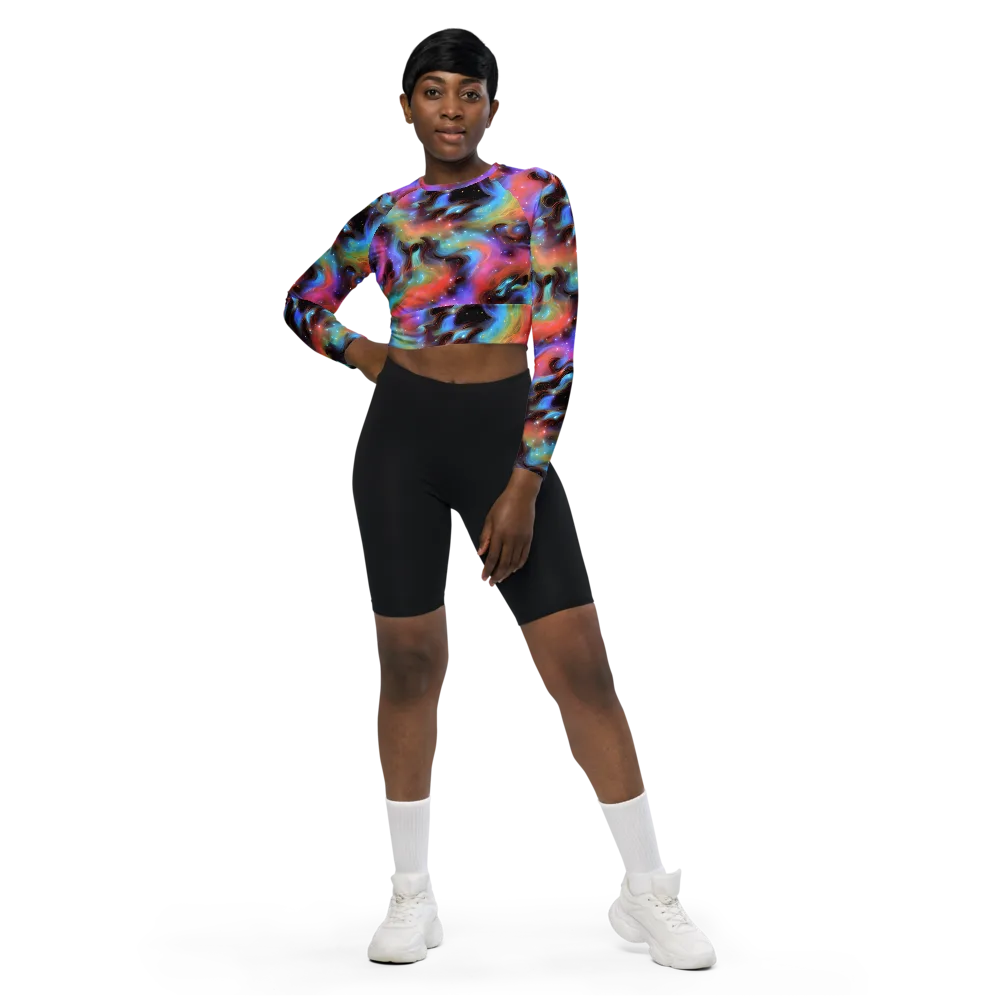 Starfire Drift on Long Sleeve Crop Top — Front