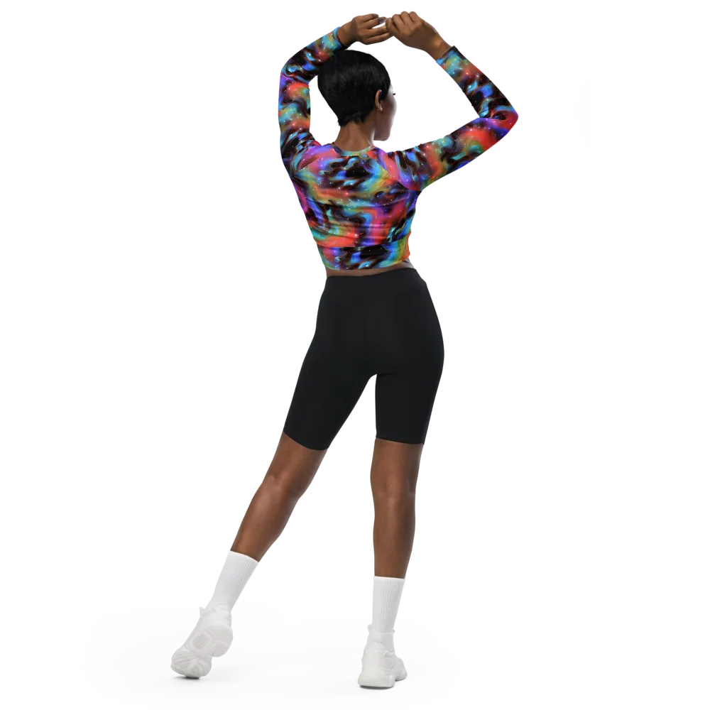 Starfire Drift on Long Sleeve Crop Top — Back