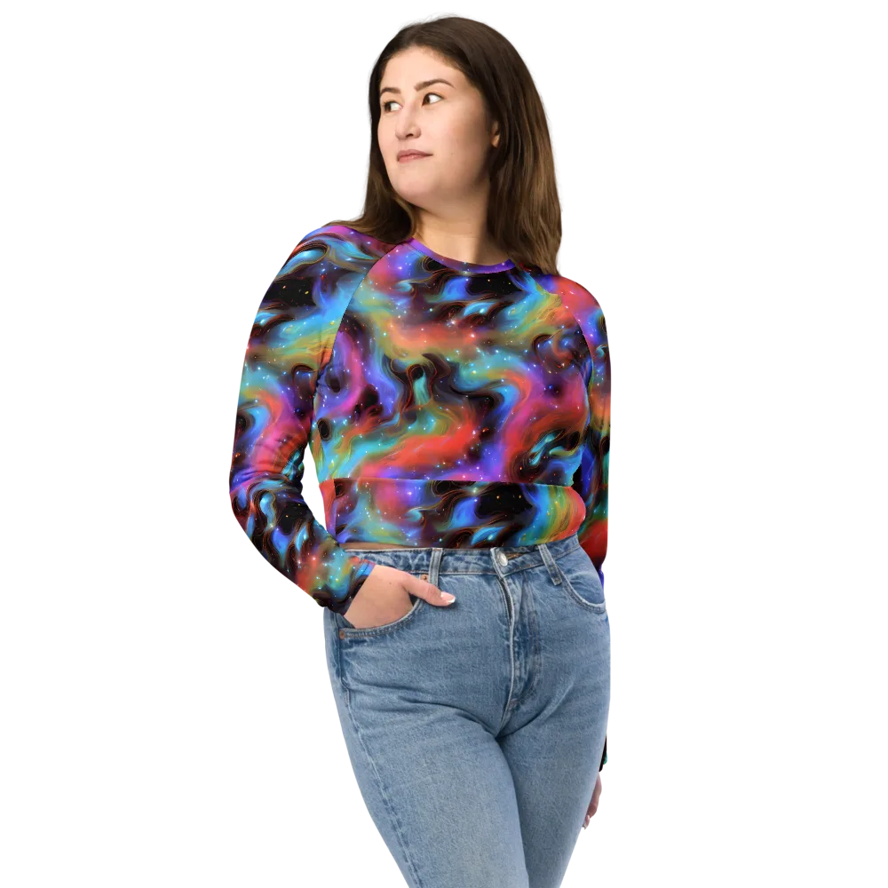 Starfire Drift on Long Sleeve Crop Top — Front